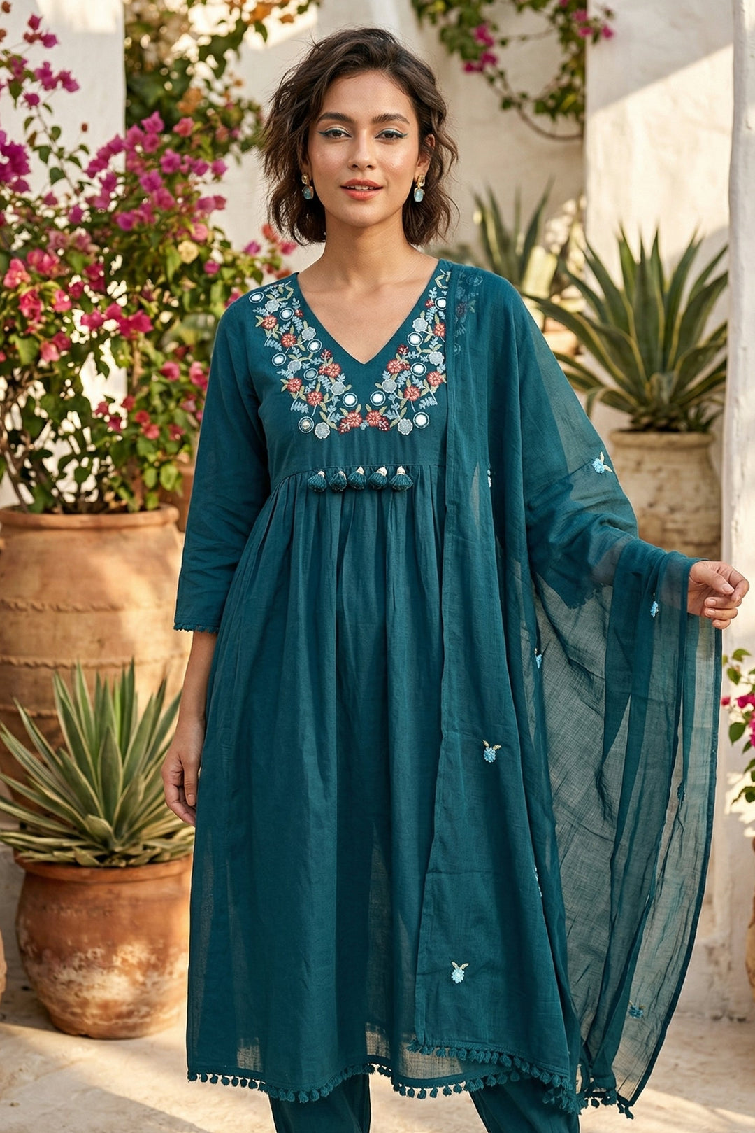 Cheers To summer Designer Cotton Kurti Set