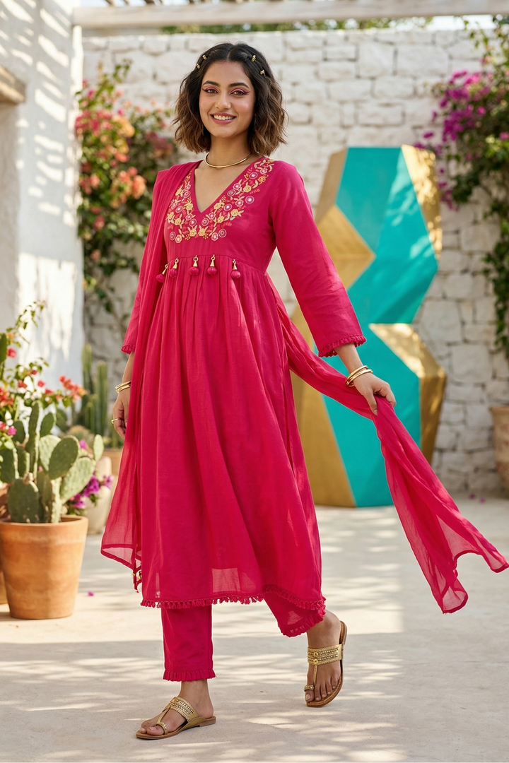 Cheers To summer Designer Cotton Kurti Set