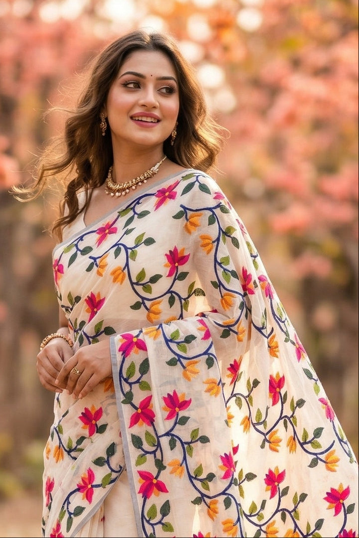 Kusumita (কুসুমিতা) Cotton Silk Saree