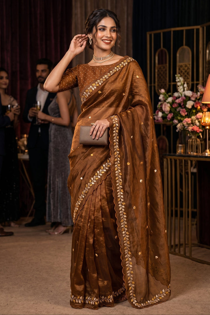Golden Leaf Affair Crush Silk Saree