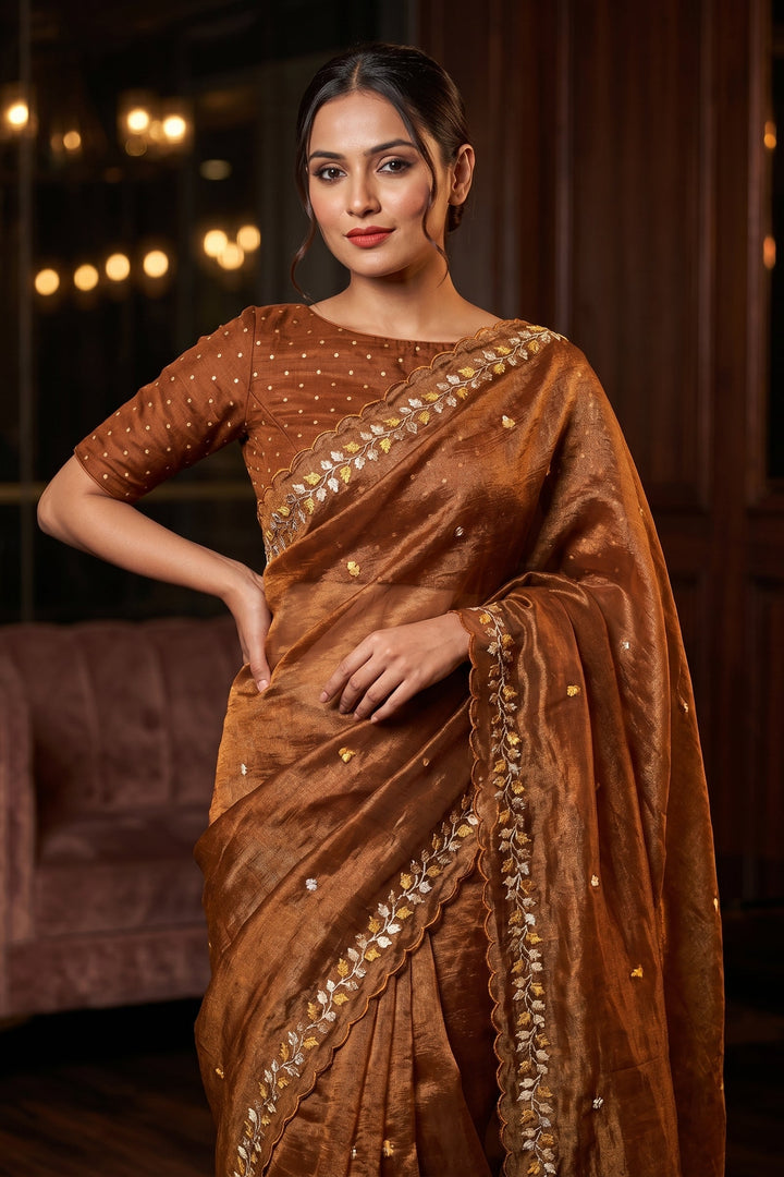 Golden Leaf Affair Crush Silk Saree