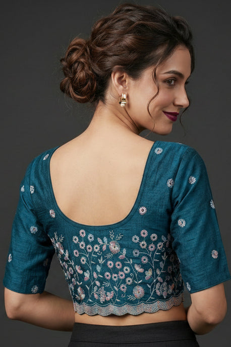 Finest of fine- Floral Stretchable Knitted Blouse