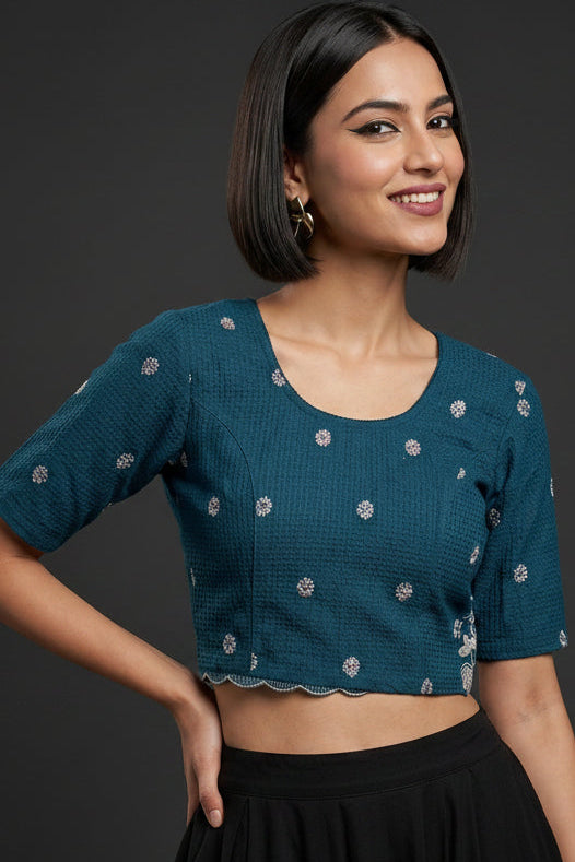 Finest of fine- Floral Stretchable Knitted Blouse