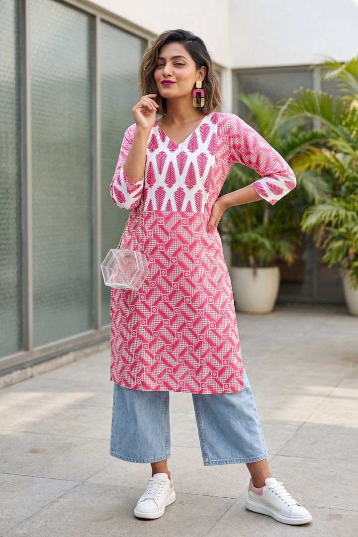 Pink Bloosm Cotton Kurti
