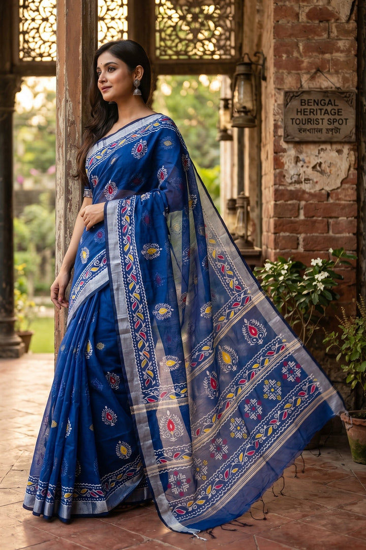 Tulir Tan Cotton Silk Saree