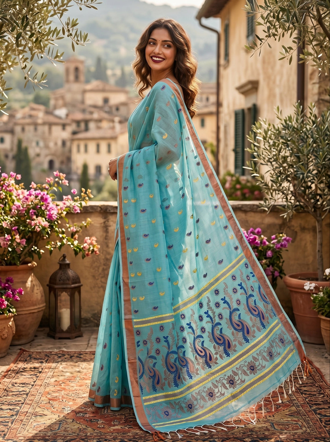 Mayura Chaya Banarasi Khadi Saree