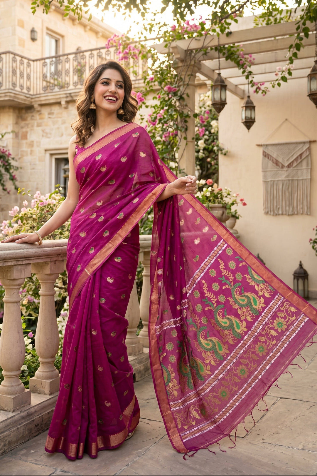 Mayura Chaya Banarasi Khadi Saree