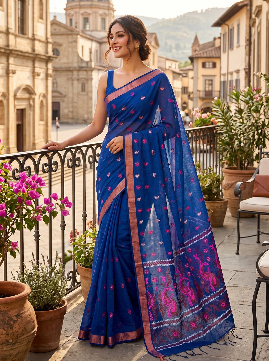 Mayura Chaya Banarasi Khadi Saree