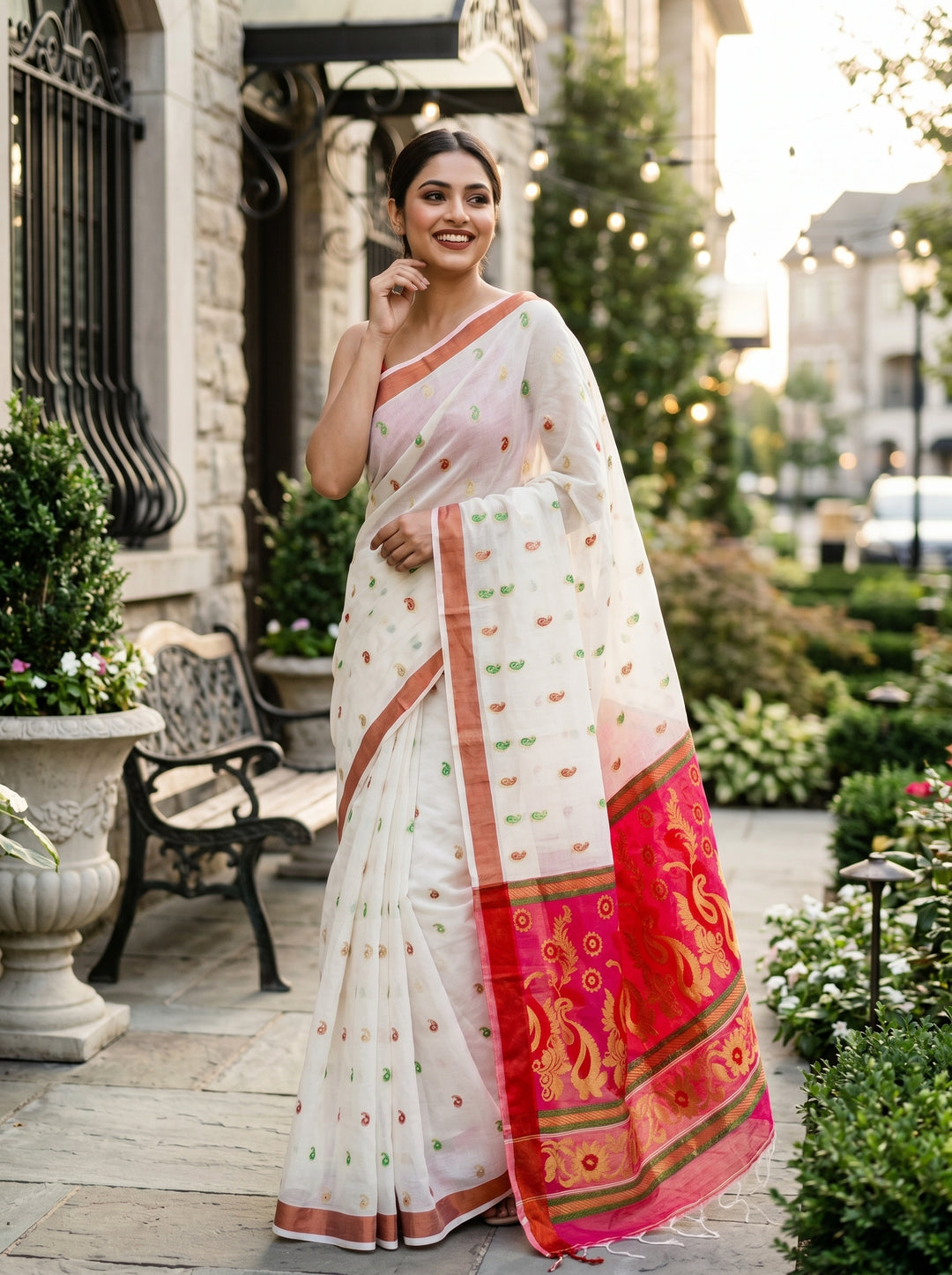 Mayura Chaya Banarasi Khadi Saree