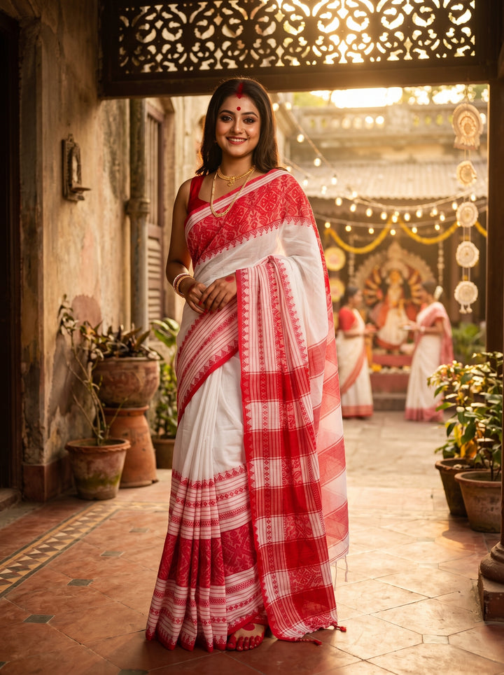 Pujor Din-khadi Jamdani Saree