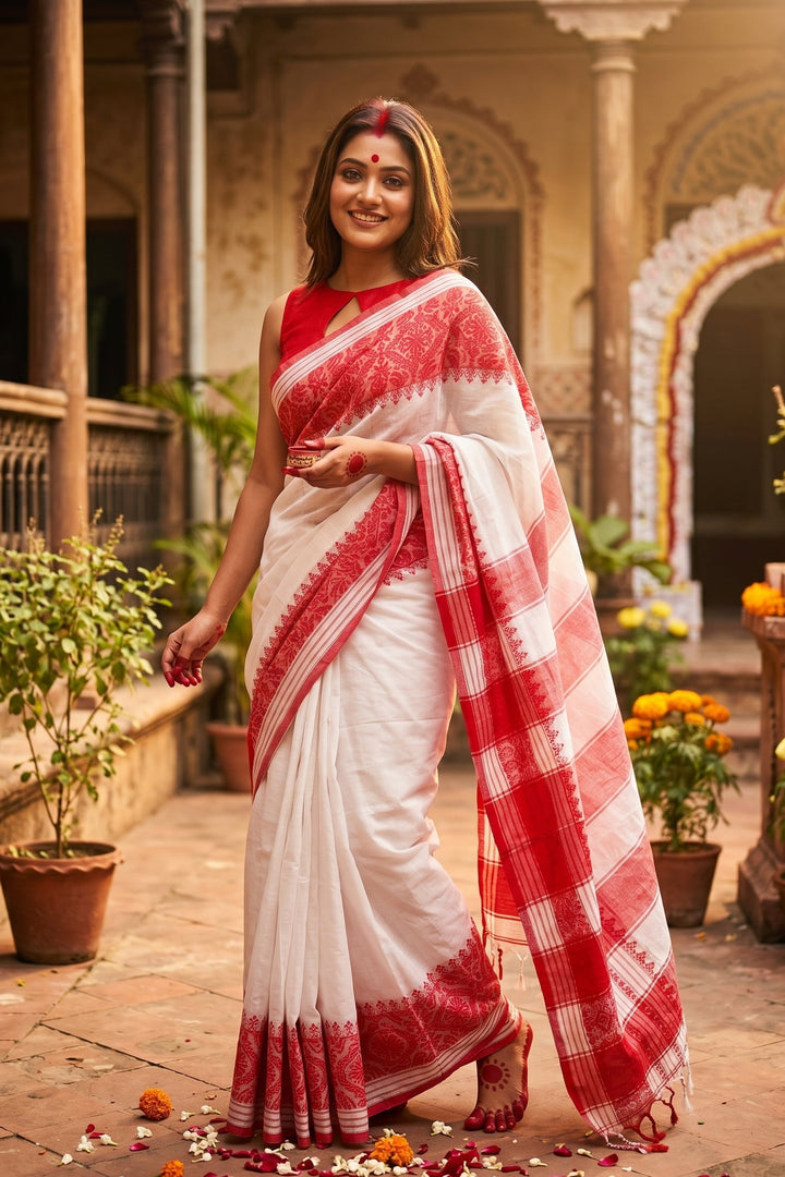 Pujor Din-khadi Jamdani Saree