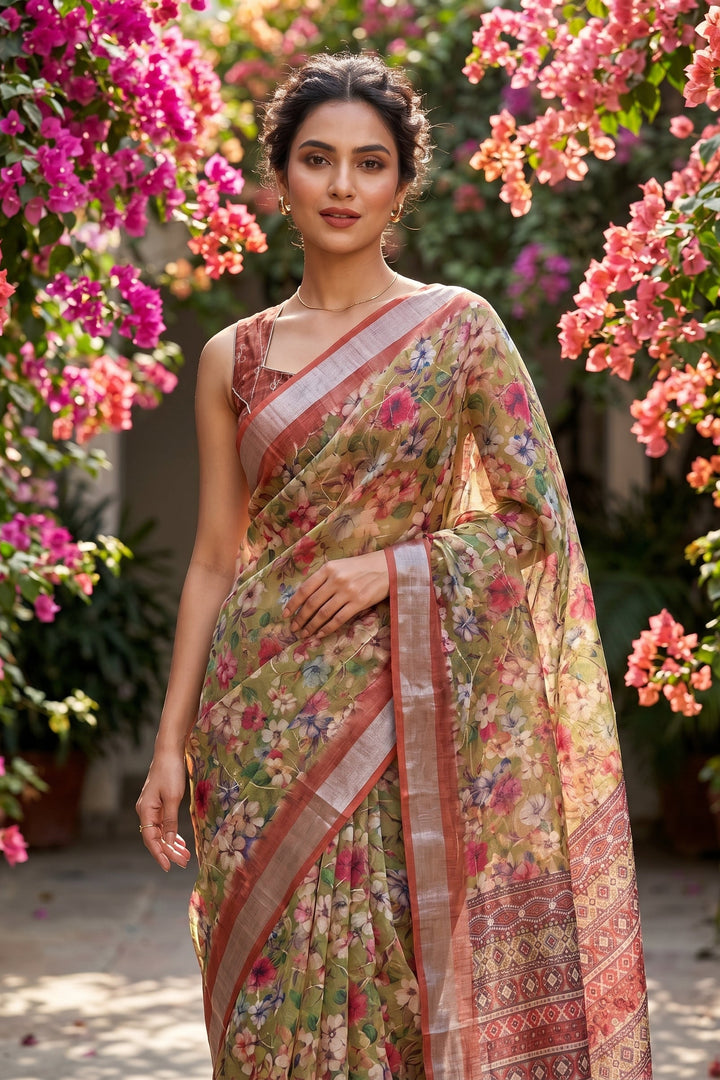 Rang Canvas Fancy Linen Saree