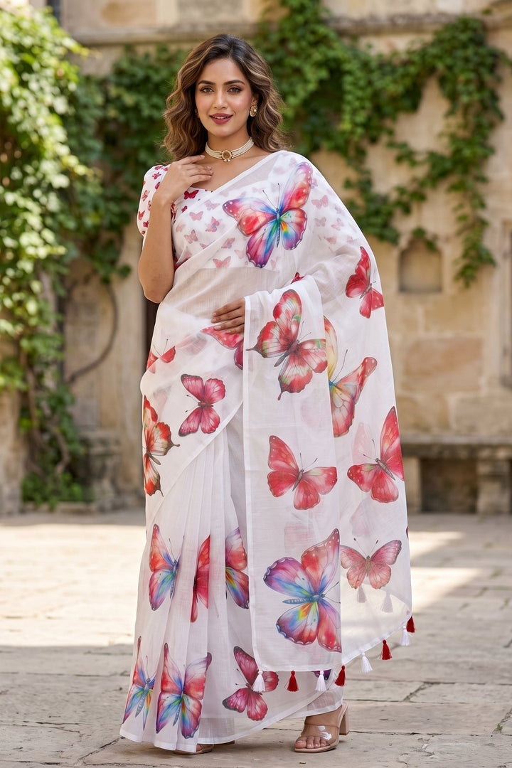 Color Wings Linen Saree