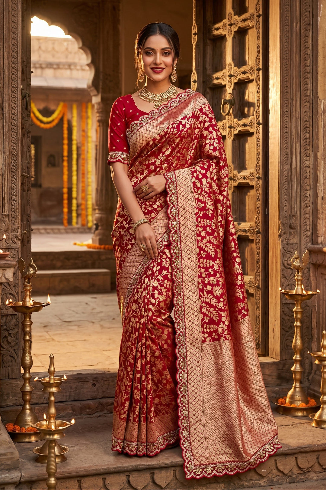 Devotion Drapes Crepe Khaddi Silk Saree