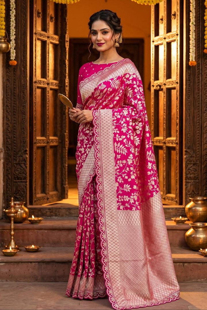 Devotion Drapes Crepe Khaddi Silk Saree