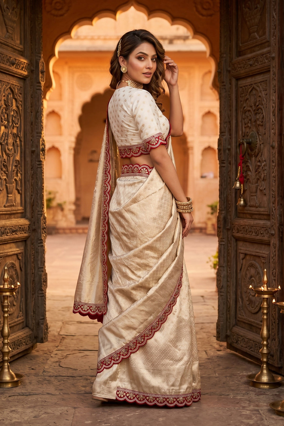 Devotion Drapes Crepe Khaddi Silk Saree