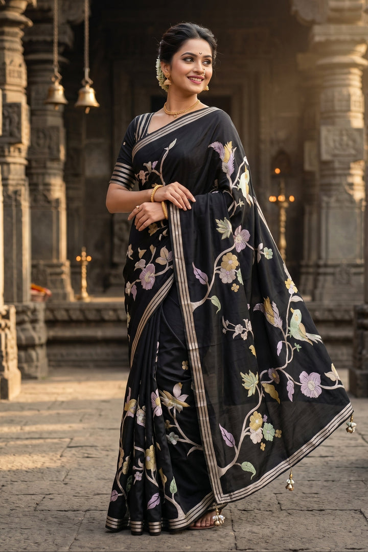 Rhythm of Drapes Crepe Khaddi Silk Saree
