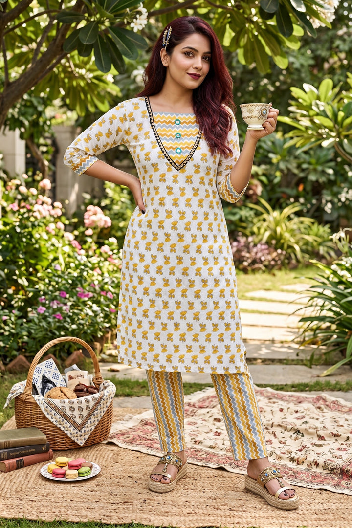 Yellow Petal Kurti Set
