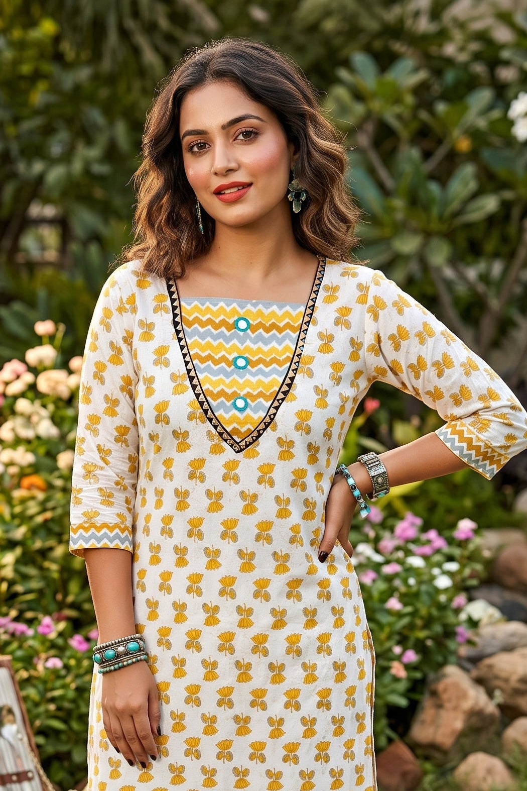 Yellow Petal Kurti Set