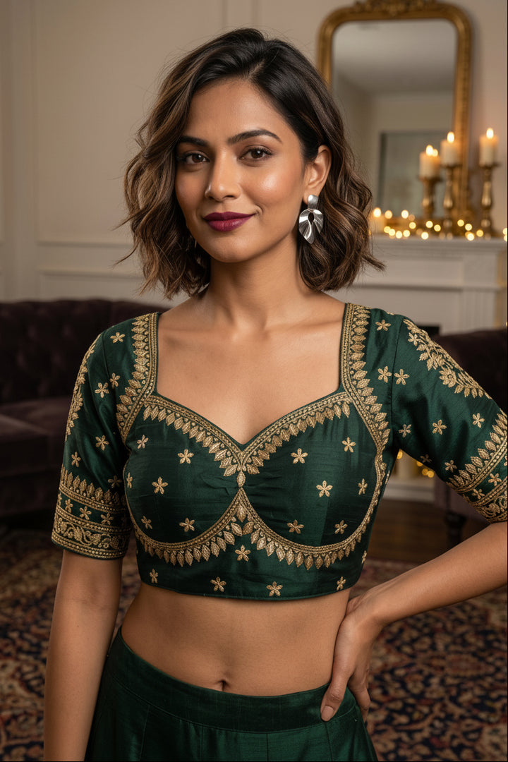 Green Serenity Fancy Silk Blouse