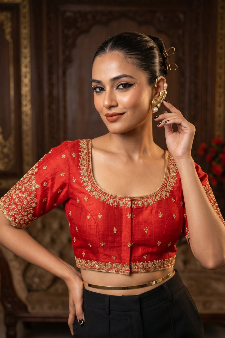 Cherry Bloom - Designer Silk Blouse