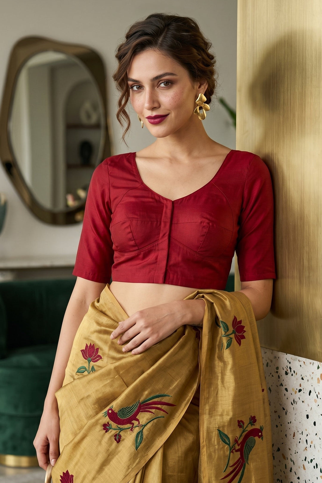 Marron Majestic Cotton Blouse