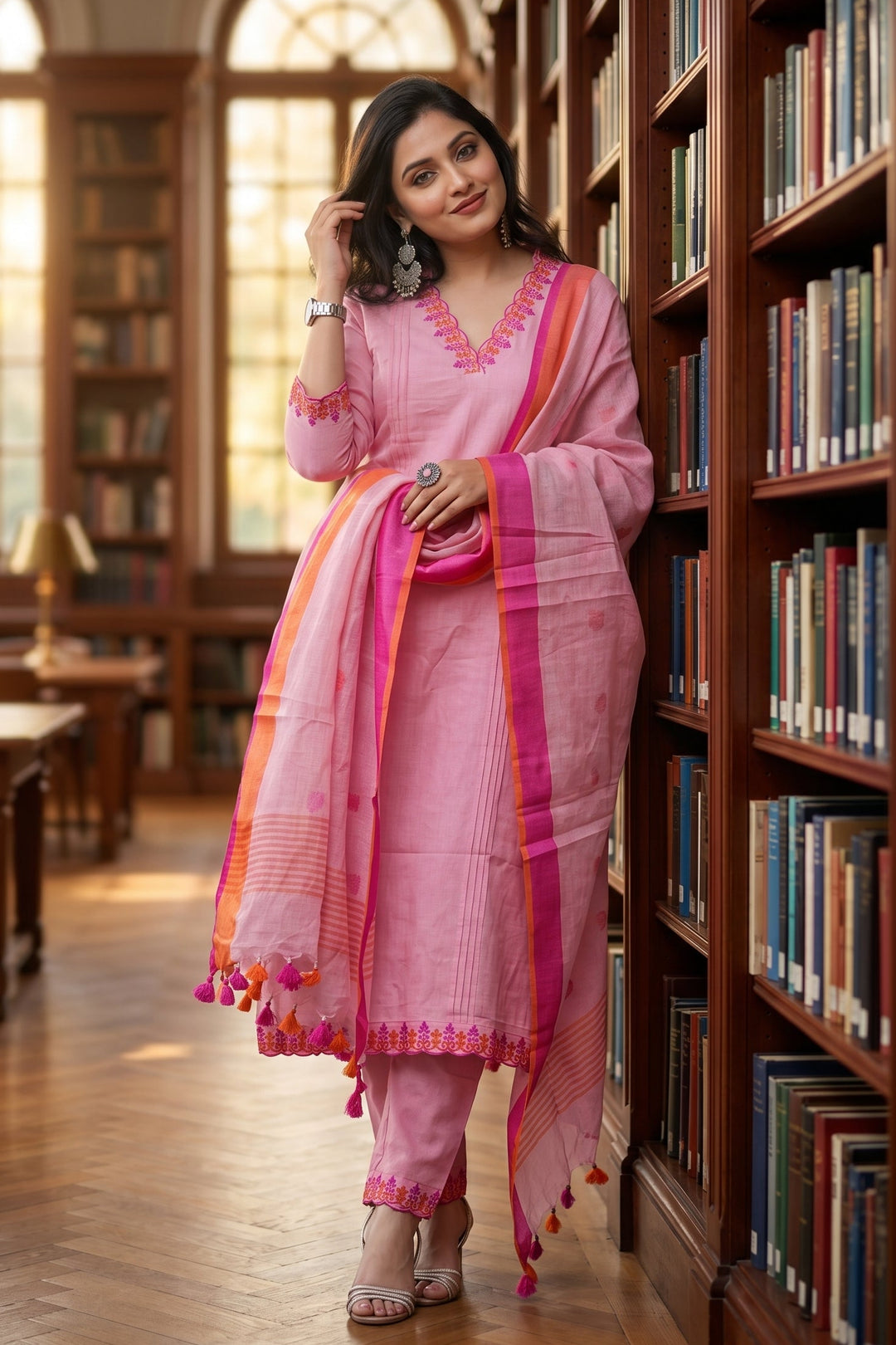 Pink Blossom - Designer Cotton Kurti Set