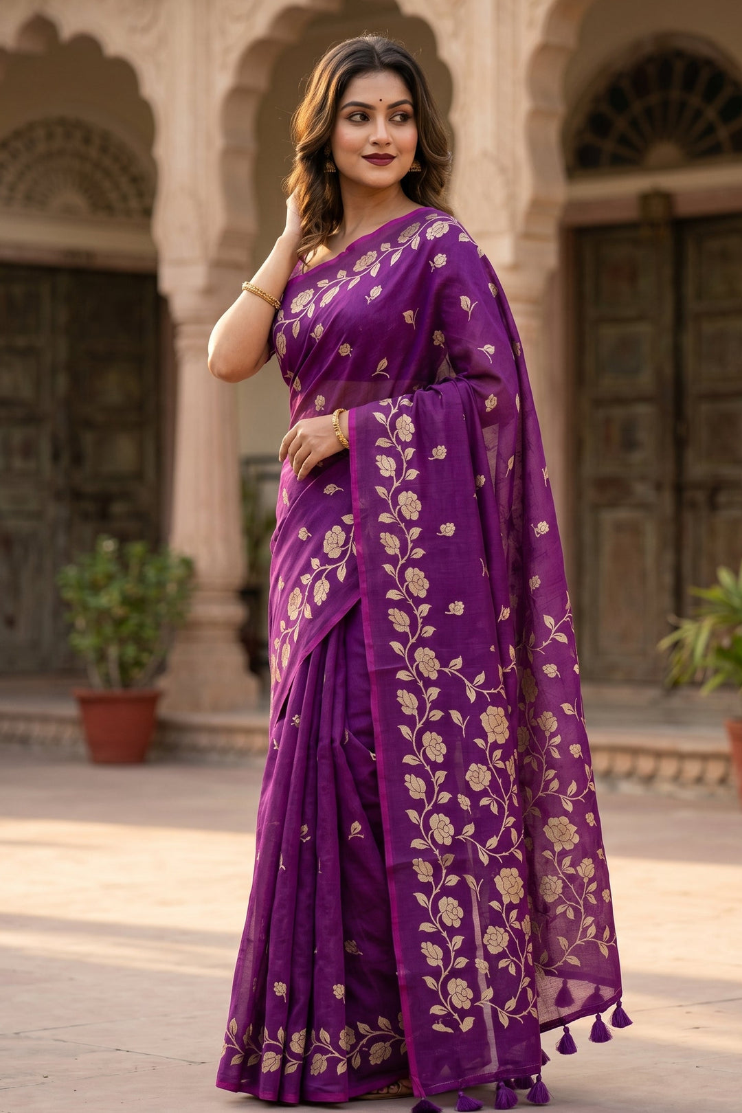 Pushpakunj Pure Mul Cotton Saree