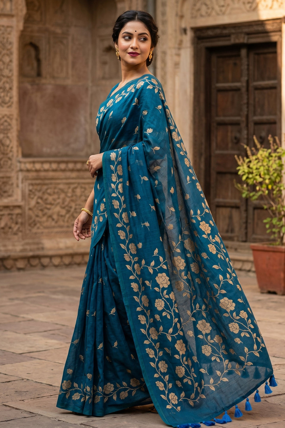 Pushpakunj Pure Mul Cotton Saree