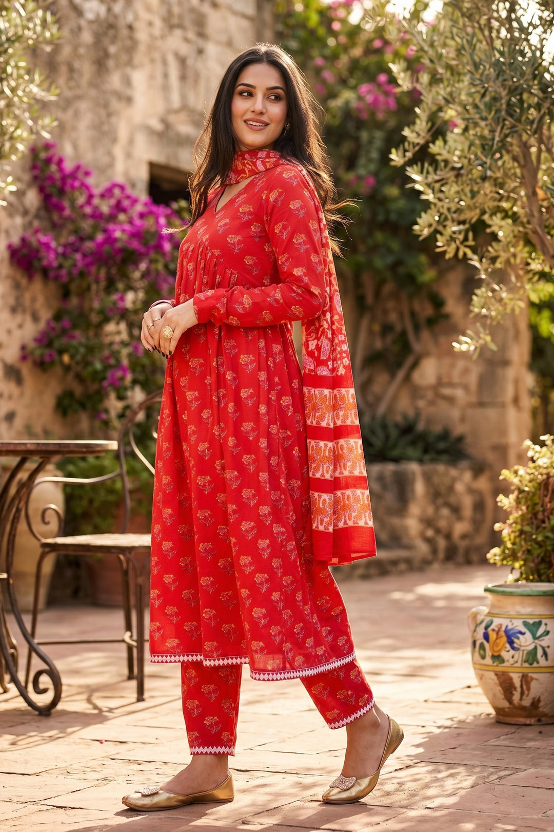 Very Cherry-Anarkali Kurti Set