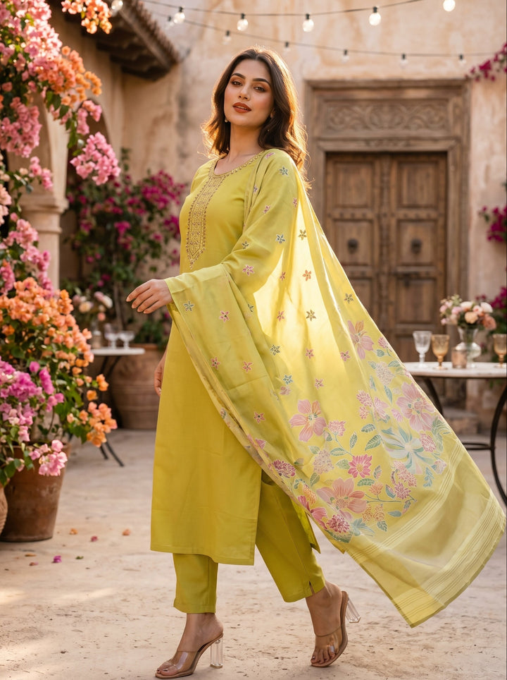 Daytime Moon Silk Kurti Set