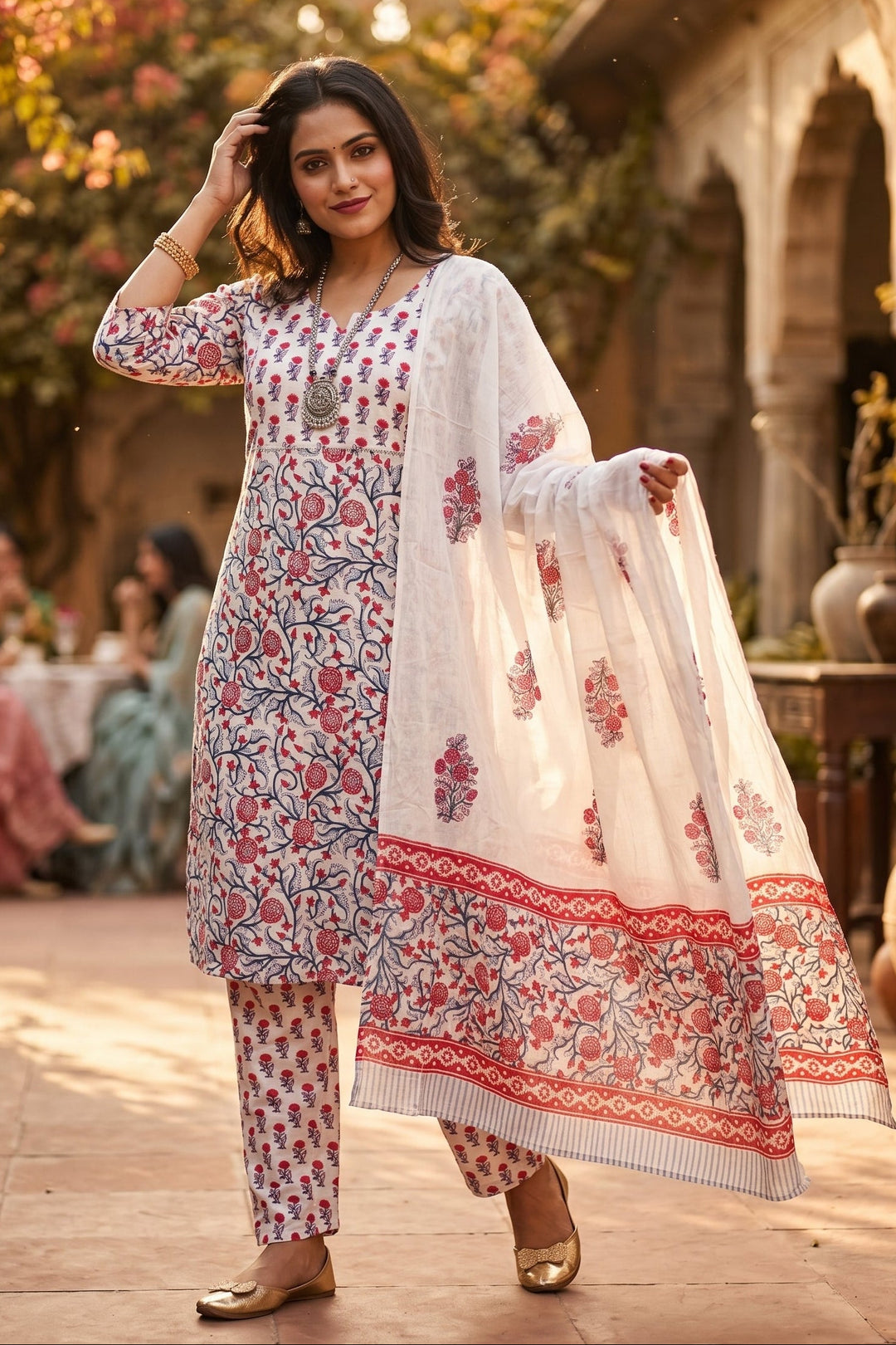 Satisfying White-Cotton Suit set