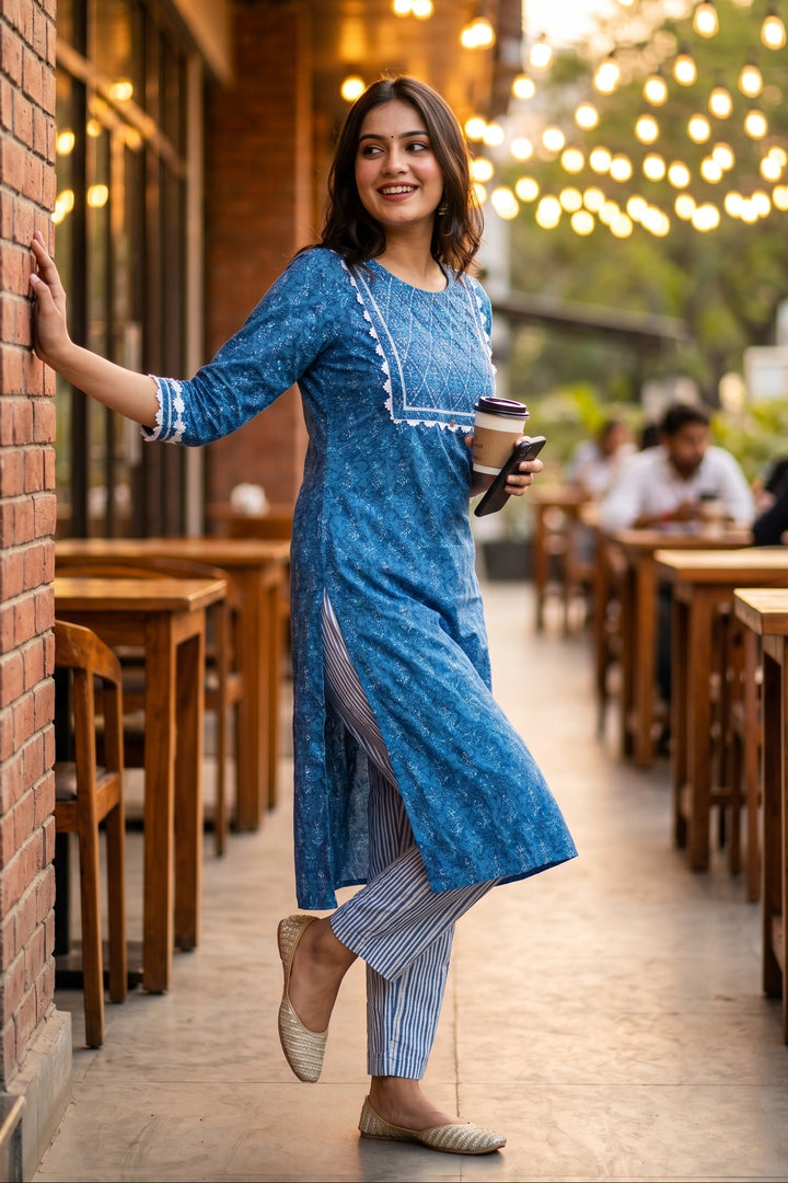 Blue Light-Kurti Set