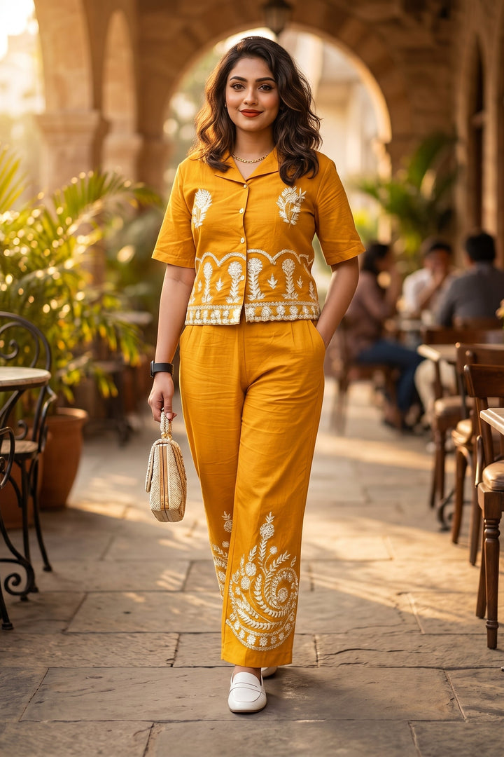 Yellow Icon-Cotton Coord Set
