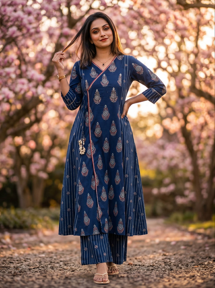 Sweetest Melody Blue Cotton Kurti Set