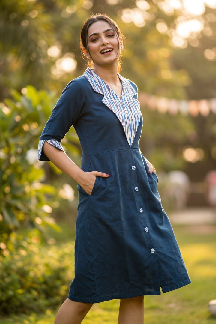 Summer Soul-Pure Ikkat Handloom Dress