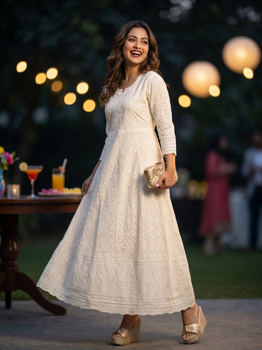 White Chikankari Kurti Set(No Dupatta)