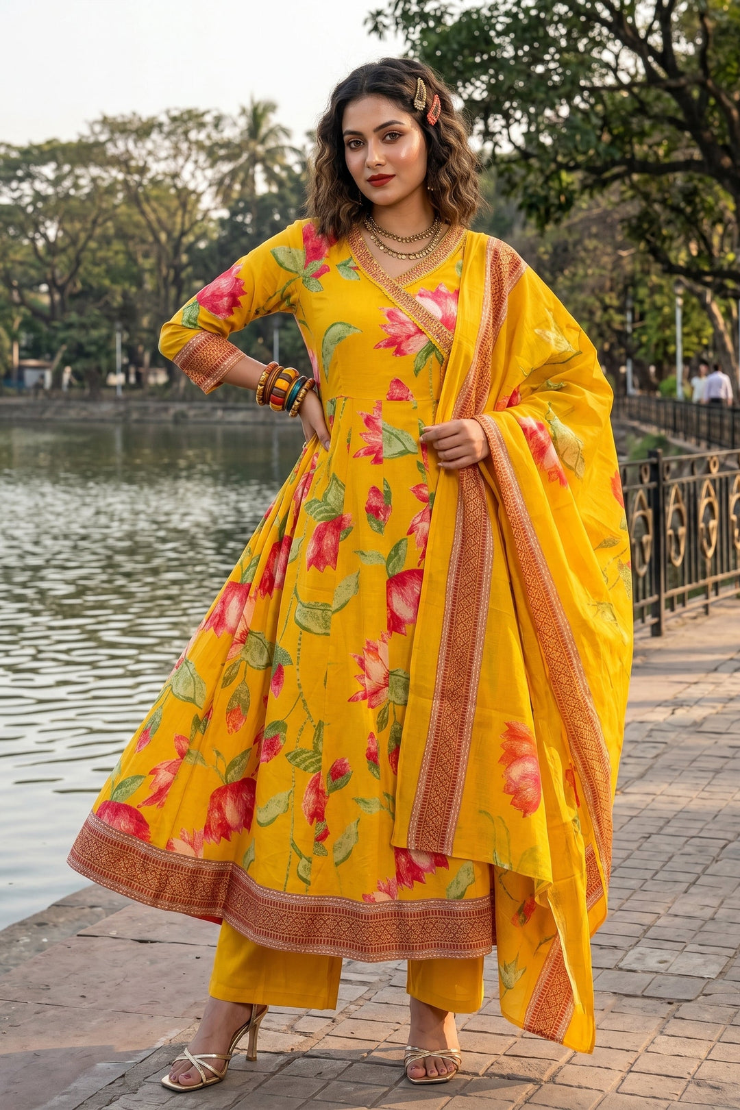 Flower Style Cotton Kurti Set