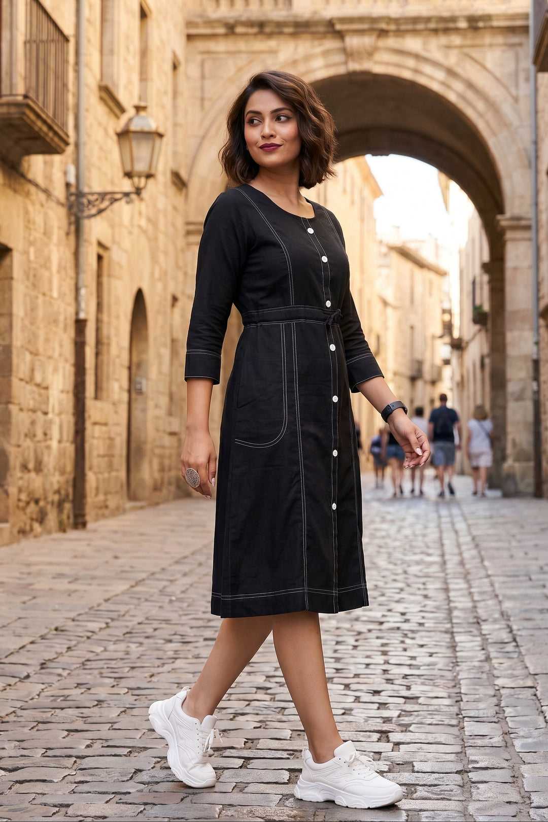 Blessed With- Cotton Dress(Black)