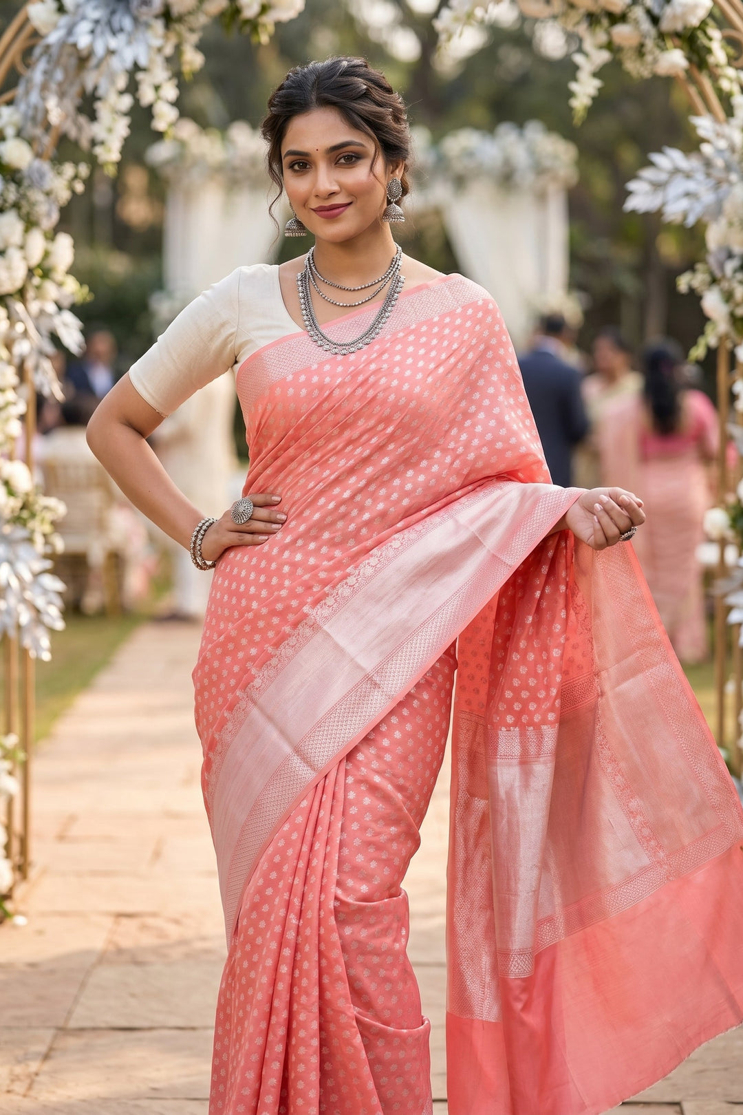 The Silver Buti Banarasi Cotton Silk Saree