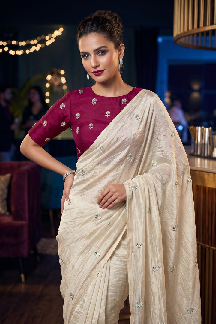 Peacebeam Satin Silk Saree