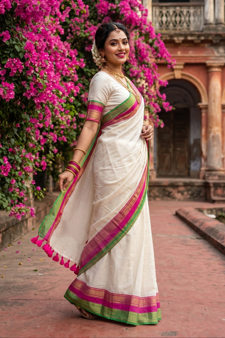Shubhra Chitra Mul Cotton Saree
