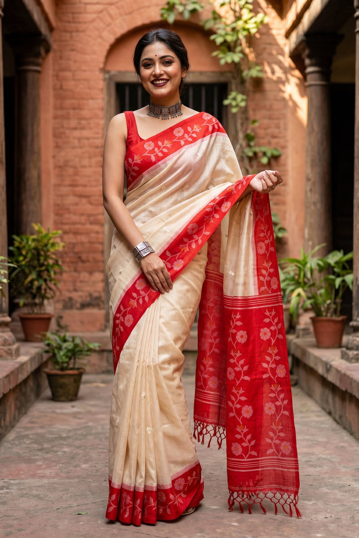 Purabi Prabha Gachi Tussar Banarashi  Saree