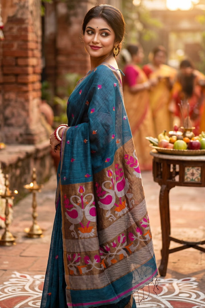 Aponjon Pure Linen Jamdani Saree