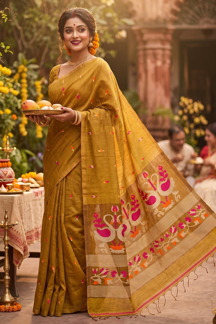 Aponjon Pure Linen Jamdani Saree