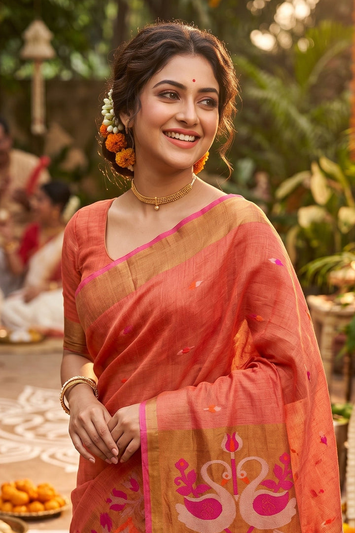 Aponjon Pure Linen Jamdani Saree