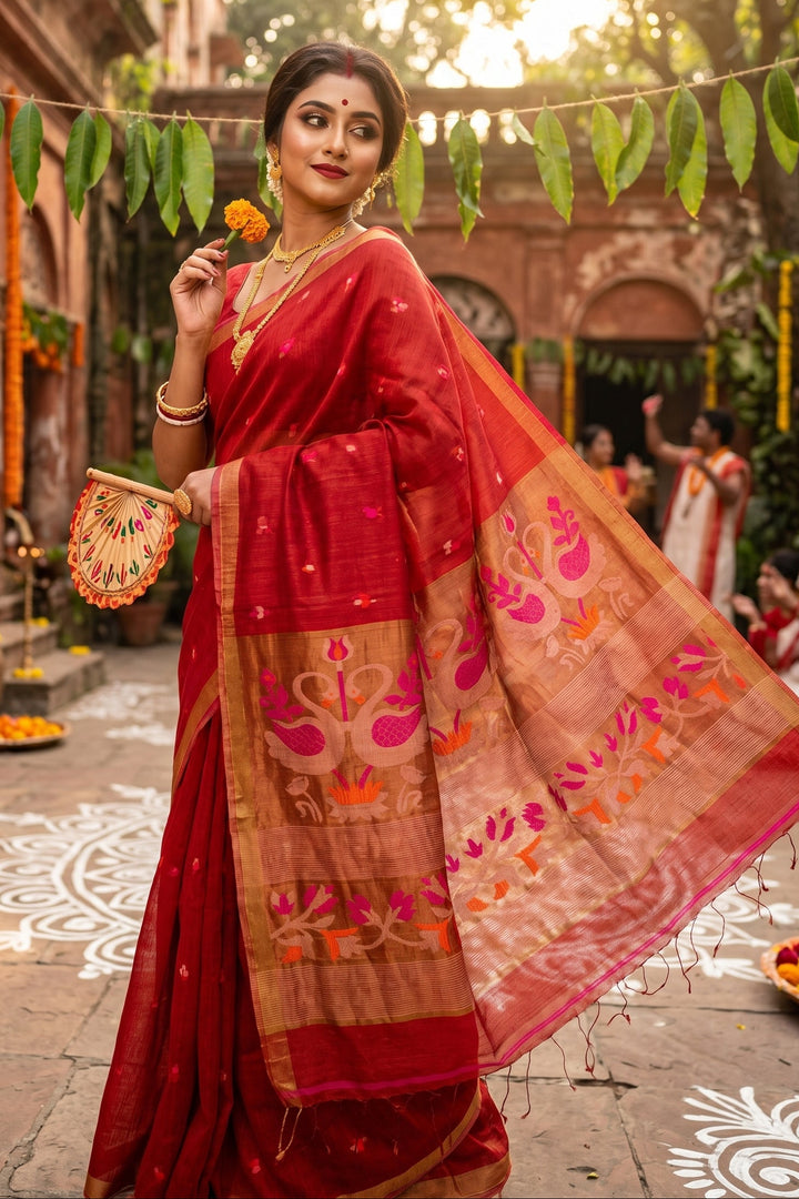 Aponjon Pure Linen Jamdani Saree