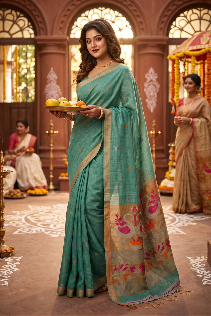 Aponjon Pure Linen Jamdani Saree