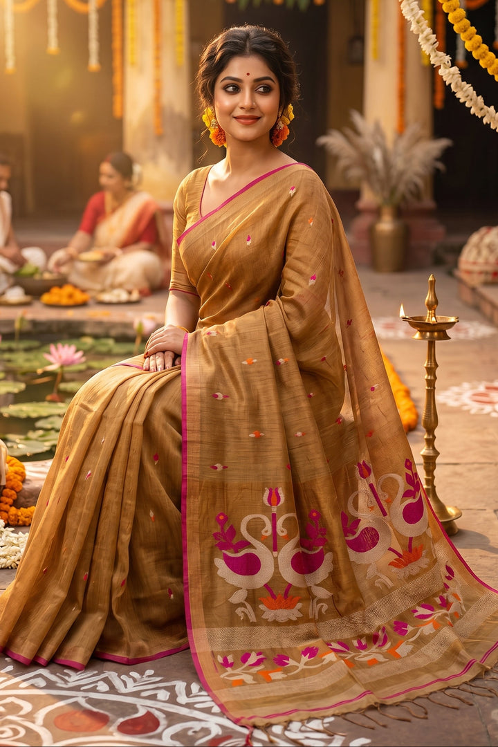 Aponjon Pure Linen Jamdani Saree