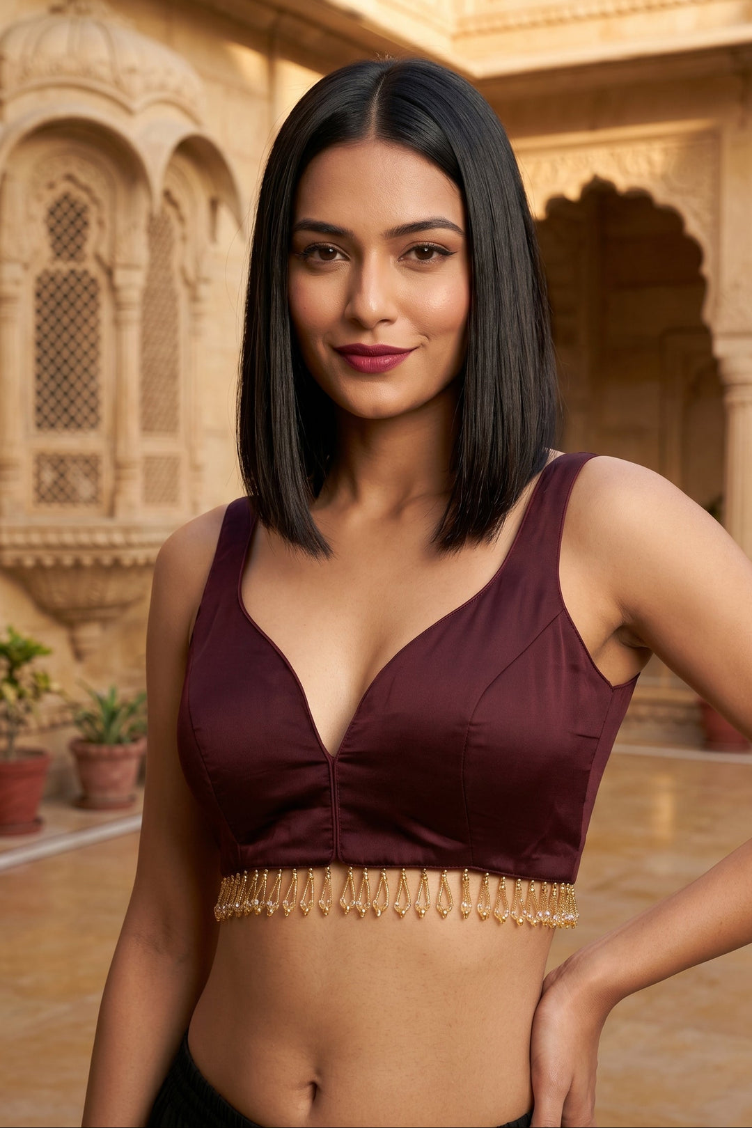Well Wisher Fancy Designer Solid Color Blouse